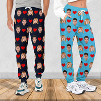Thumbnail for Custom Heart With Photo Couple Sweatpants, Valentine's Day Gift AB