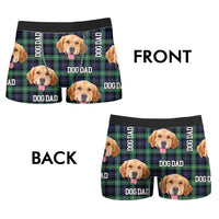 Thumbnail for Custom Buffalo Plaid Photo Dog Cat Men's Boxer Briefs, Gift For Him AI