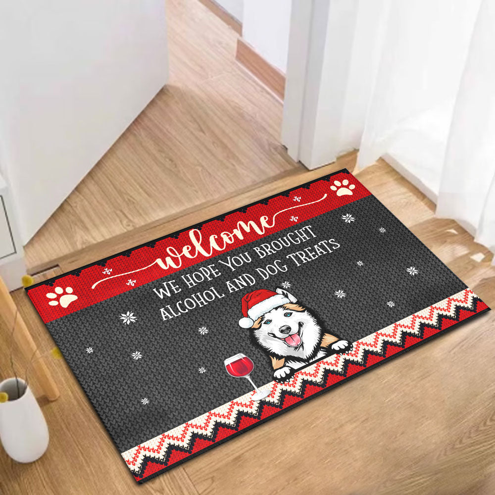 Personalized Hope You Brought Dog Treats Christmas Doormat House Decor AB