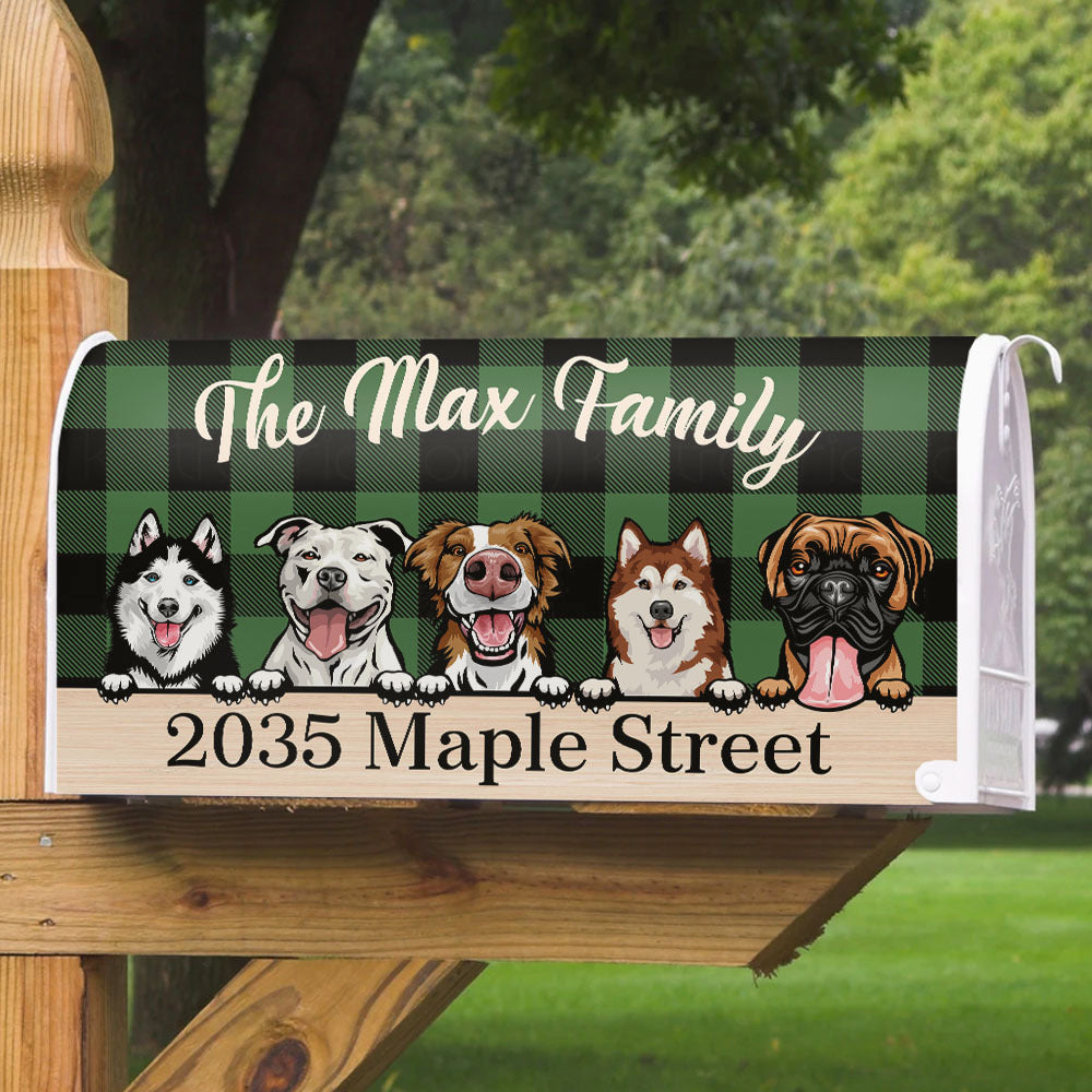 Personalized Buffalo Plaid Check Mailbox Cover, Dog Lover Gift AF