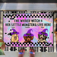 Thumbnail for Wicked Witch Hologram Halloween Dogs Doormat, Dog Lover Gift AB