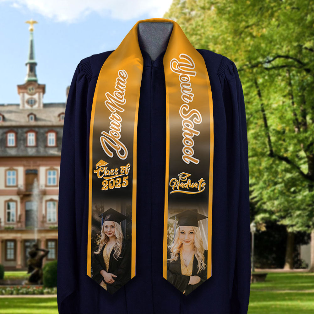 Personalized 2 Photos Mixed Colors Class of 2024 Photo Stoles/ Sash, Graduation Gift FC