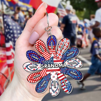 Thumbnail for Personalized Grandma Nana Grandkids Patriotic Flip Flop Acrylic Keychain, 4th Of July Gift JonxiFon