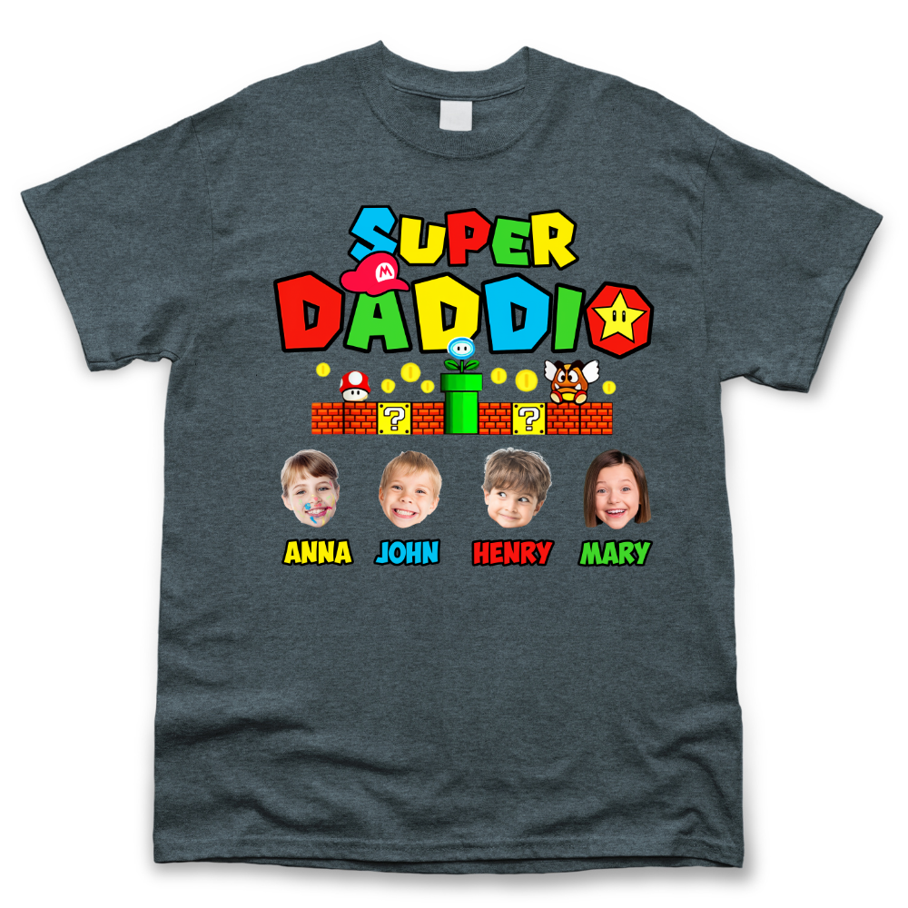 Personalized T-shirt - Father's Day Gift - Super Daddio Children's Face Photos Merchize