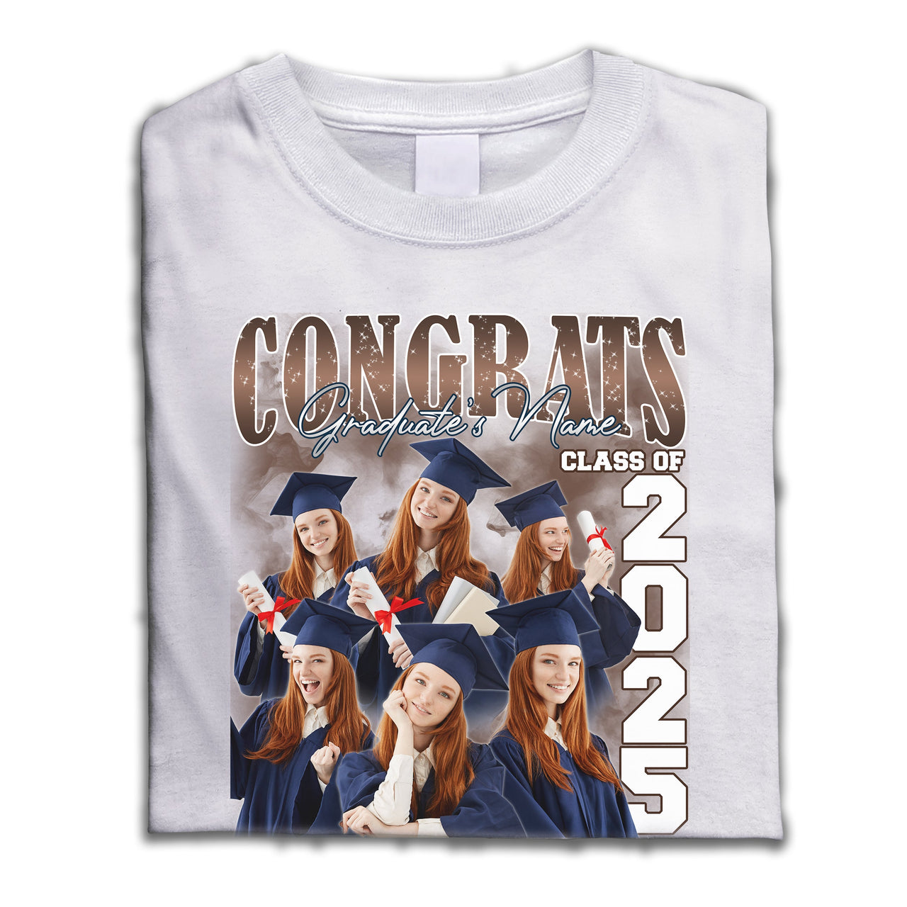 Personalized Light Color T-shirt - Gift For Graduates - Retro 90s Congrats Class of 2025 Keepsake Gift Merchize