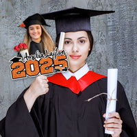 Thumbnail for Custom Glitter 2025 Photo Graduation Face Fans With Wooden Handle, Gift For Graduation Party