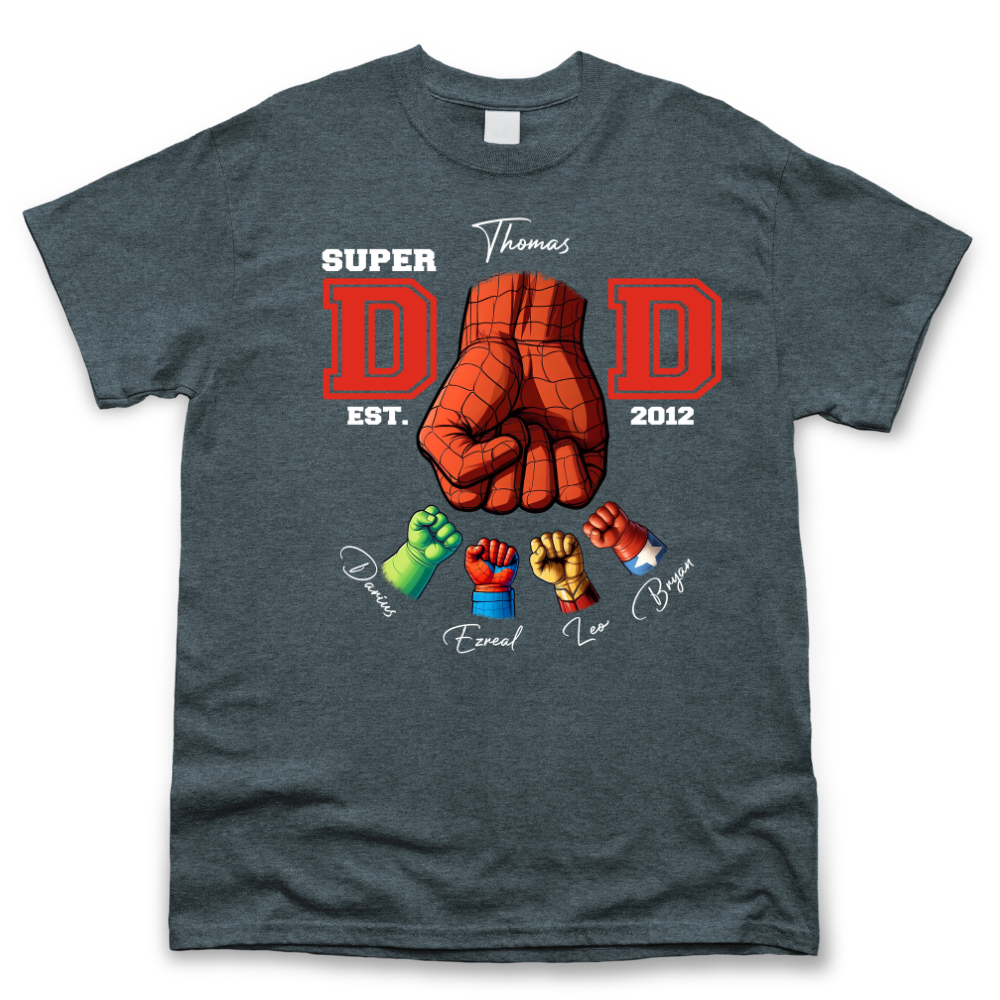 Personalized Black T-shirt - Father's Day Gift - Super Dad Ever Fist Bump Merchize