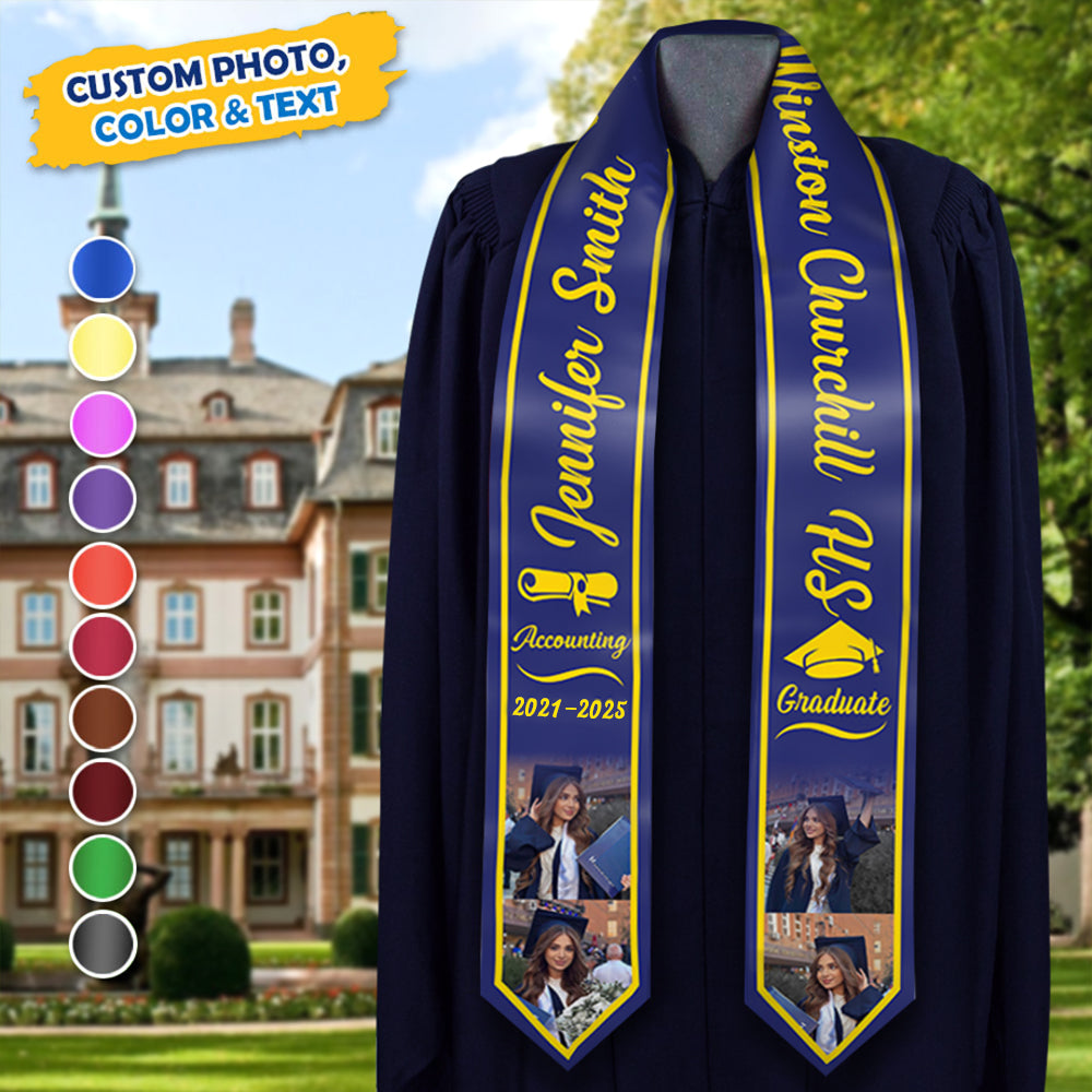 Custom Graduation Stoles/Sash with 4 Images, Special Graduation Gift FC