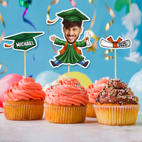 Thumbnail for Custom Set Of 3 Designs Face Cupcake Toppers, Graduation Party Decorations FC