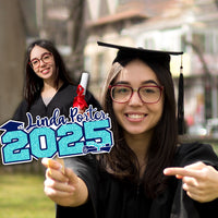 Thumbnail for Custom Glitter 2025 Photo Graduation Face Fans With Wooden Handle, Gift For Graduation Party