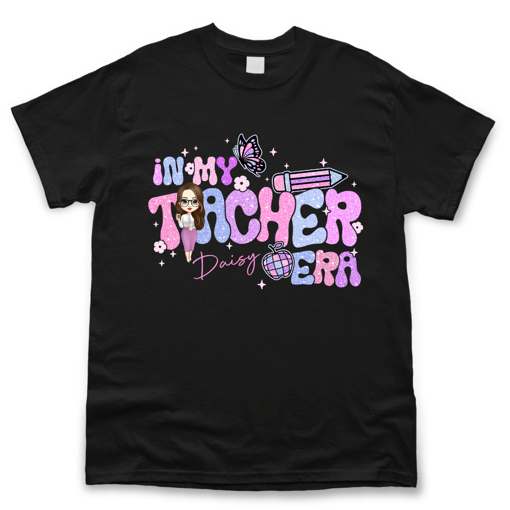 Personalized In My Teacher Era Glitter T-shirt - Teacher Gift Merchize