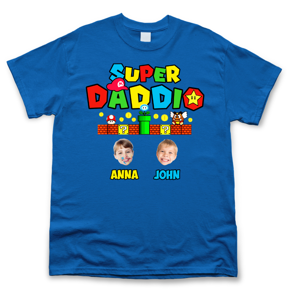 Personalized T-shirt - Father's Day Gift - Super Daddio Children's Face Photos Merchize