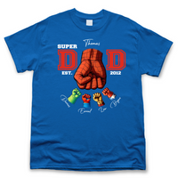 Thumbnail for Personalized Black T-shirt - Father's Day Gift - Super Dad Ever Fist Bump Merchize