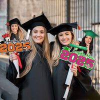 Thumbnail for Custom Glitter 2025 Photo Graduation Face Fans With Wooden Handle, Gift For Graduation Party