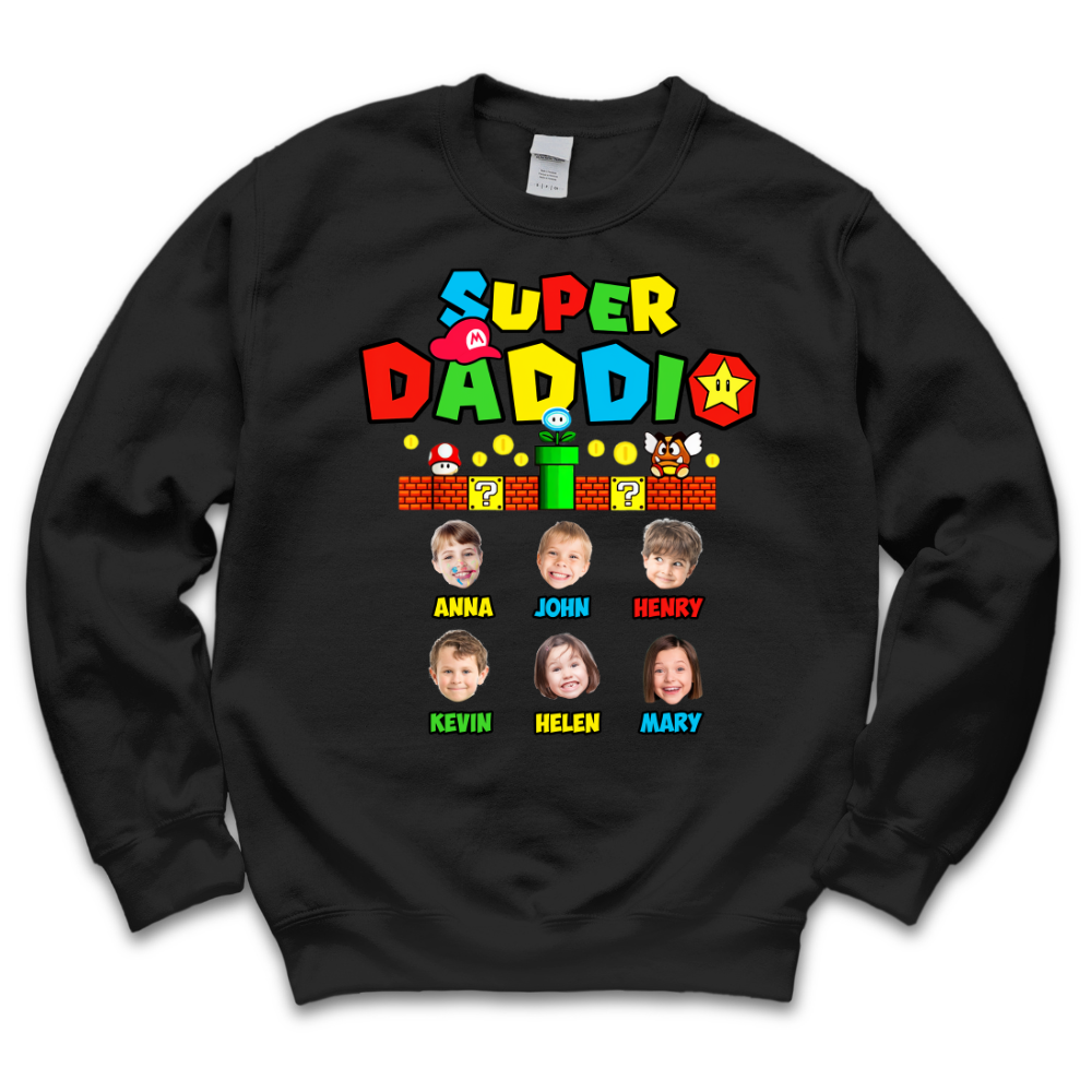 Personalized T-shirt - Father's Day Gift - Super Daddio Children's Face Photos Merchize