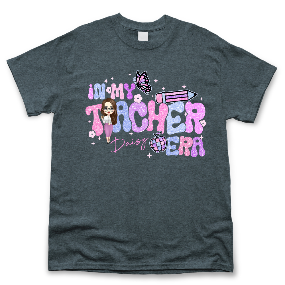 Personalized In My Teacher Era Glitter T-shirt - Teacher Gift Merchize