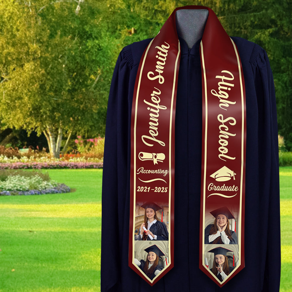 Custom Graduation Stoles/Sash with 4 Images, Special Graduation Gift FC