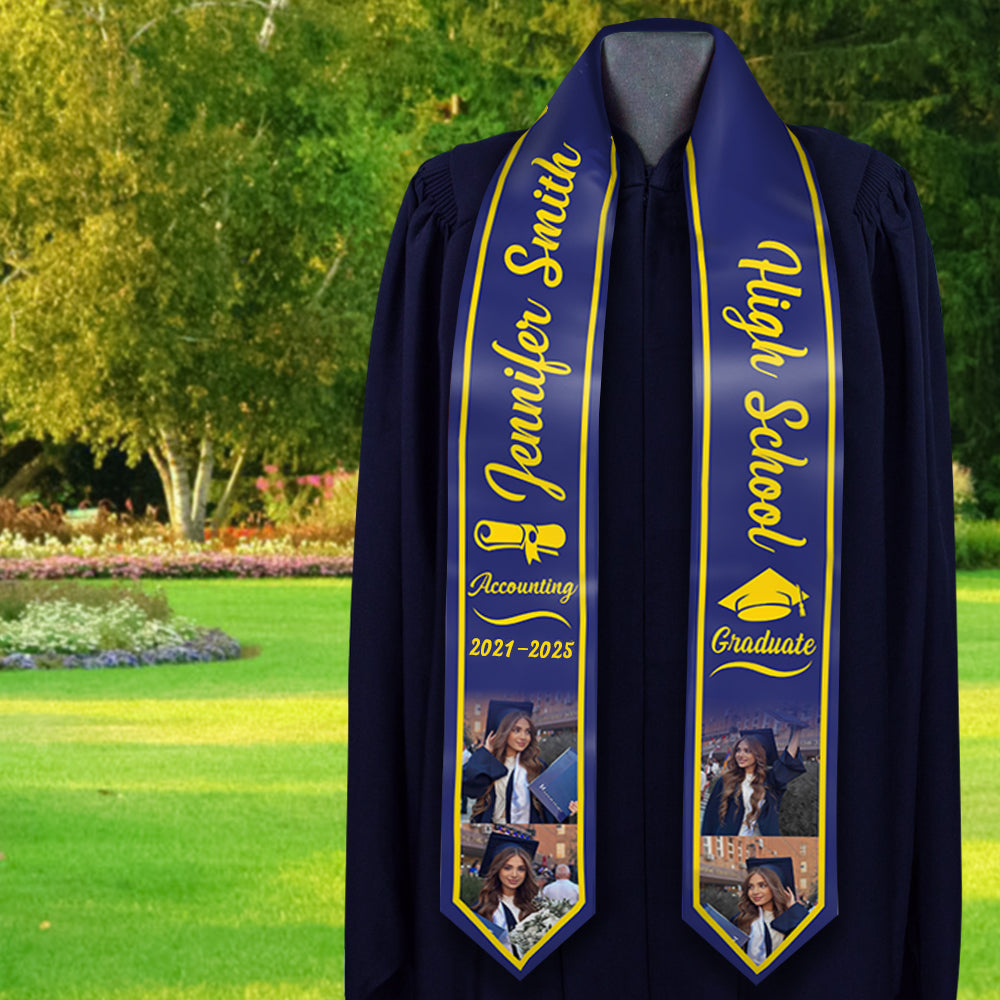 Custom Graduation Stoles/Sash with 4 Images, Special Graduation Gift FC