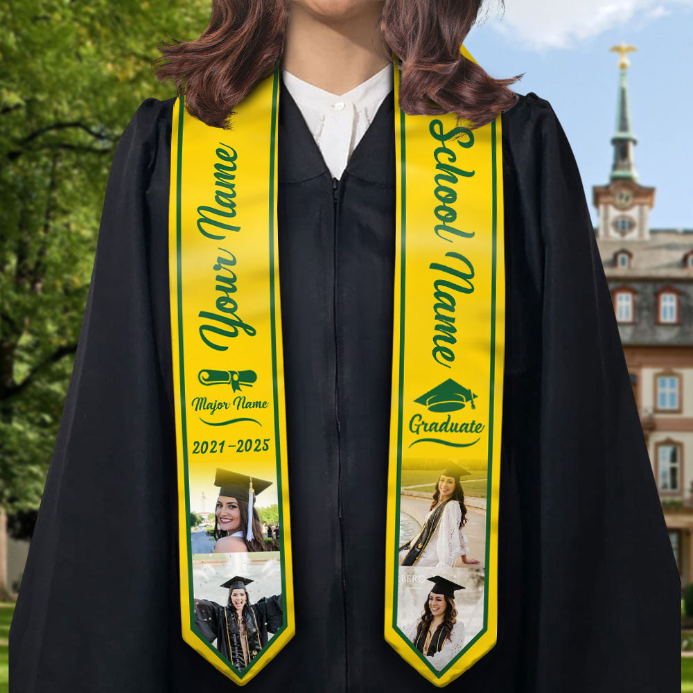 Custom Graduation Stoles/Sash with 4 Images, Special Graduation Gift FC