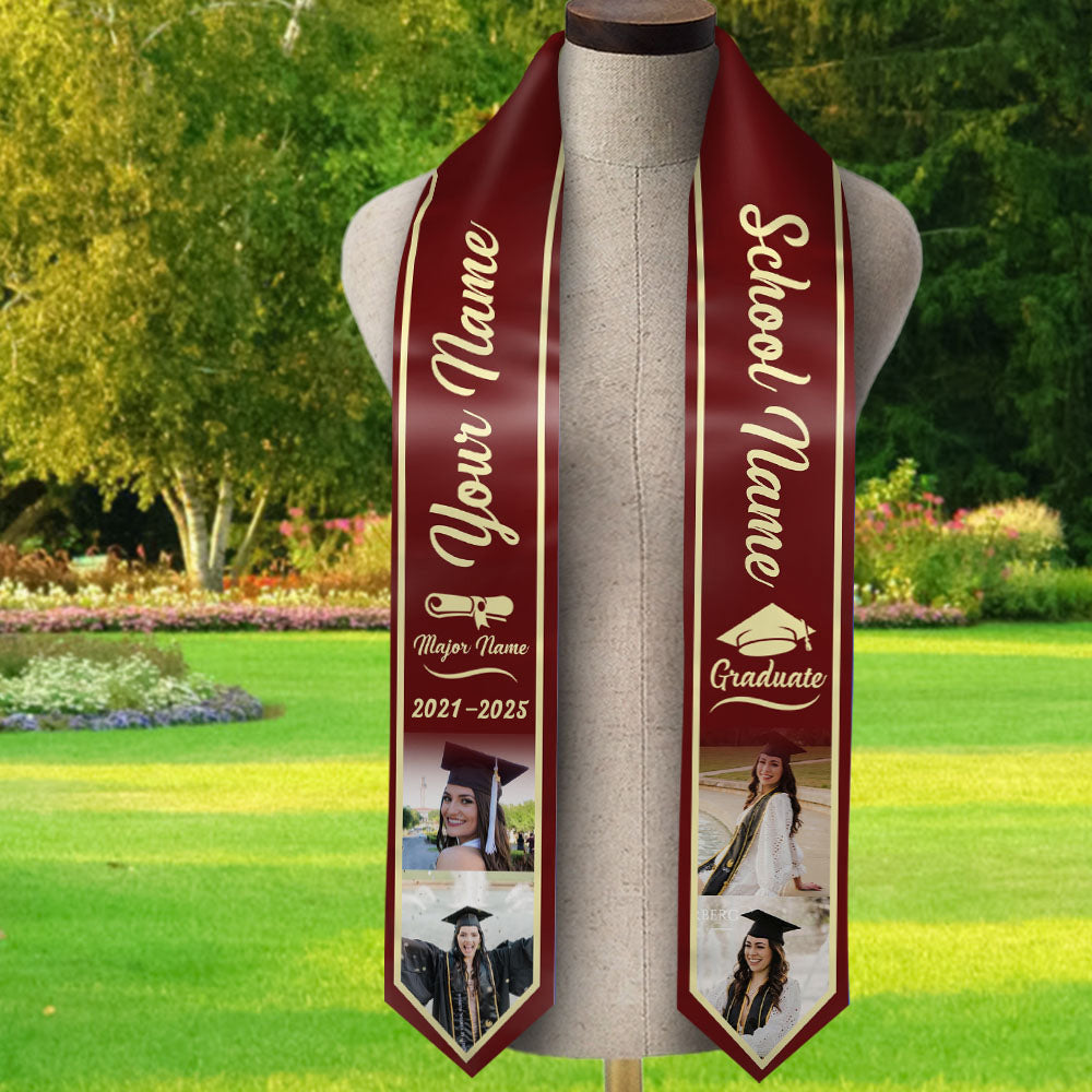 Custom Graduation Stoles/Sash with 4 Images, Special Graduation Gift FC