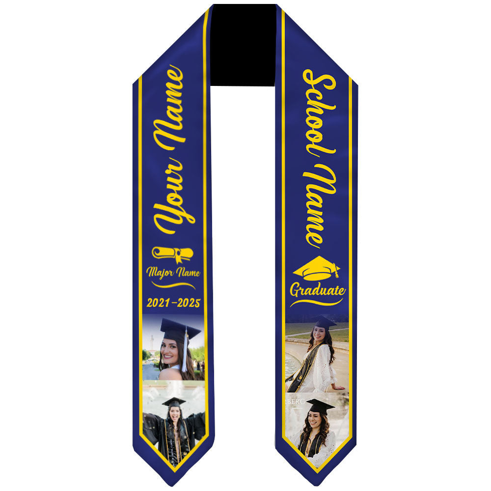 Custom Graduation Stoles/Sash with 4 Images, Special Graduation Gift FC