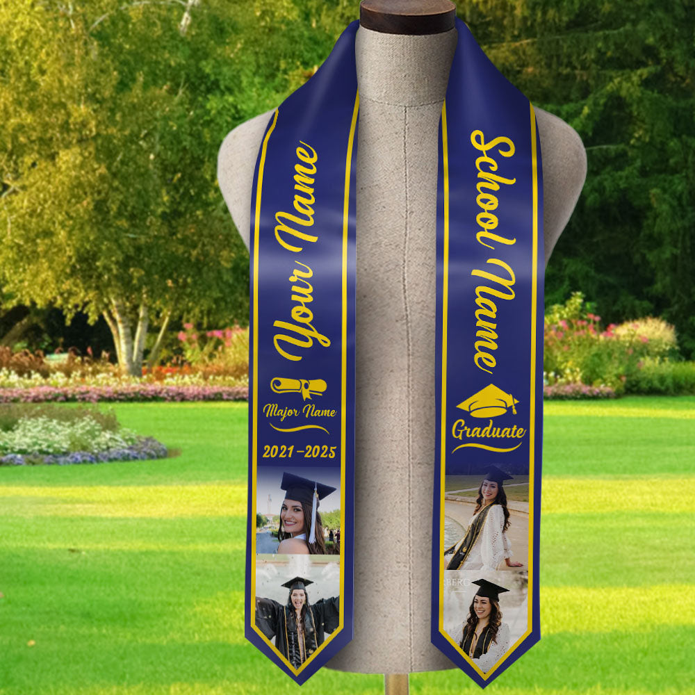 Custom Graduation Stoles/Sash with 4 Images, Special Graduation Gift FC