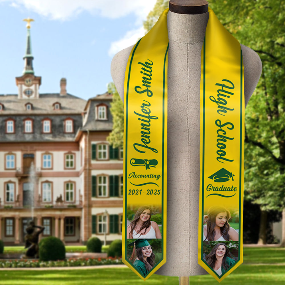 Custom Graduation Stoles/Sash with 4 Images, Special Graduation Gift FC