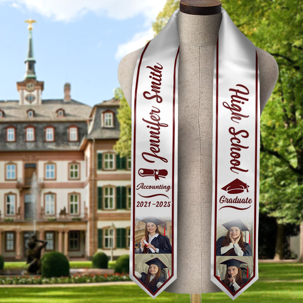 Custom Graduation Stoles/Sash with 4 Images, Special Graduation Gift FC