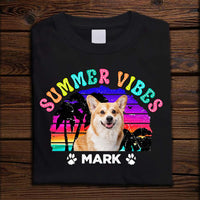 Thumbnail for Personalized Summer Vibes Dog Cat Photo Retro T-shirt, Gift For Pet Lovers Merchize