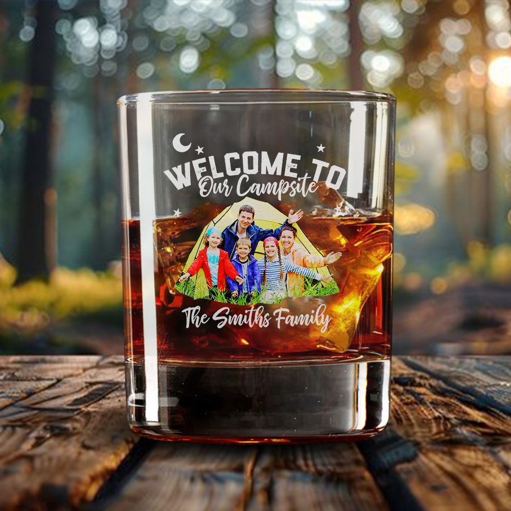 Personalized Etched Photo Happy Campers Whiskey Glasses - Gifts For Camping Lovers FC