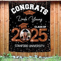 Thumbnail for Custom Graduation Glitter Photo Class Of 2025 Backdrop, Graduation Party Supply FC