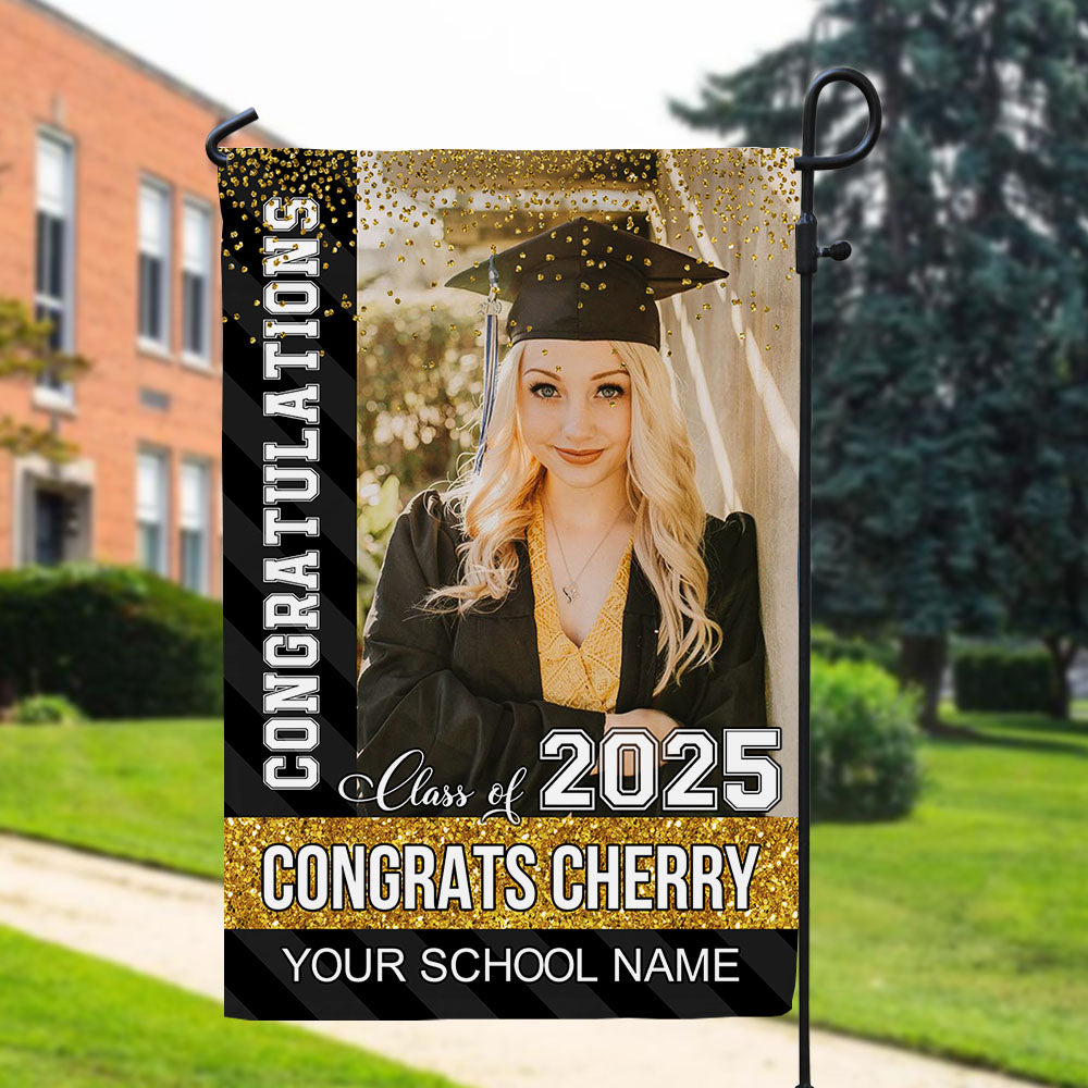 Personalized Congratulations Class of 2025 Garden Flag, Graduation Decoration Gift