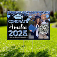 Thumbnail for Personalized Yard Sign With Stake - Graduation Gift - Diamond Glitter Congrats 2024 Graduate FC