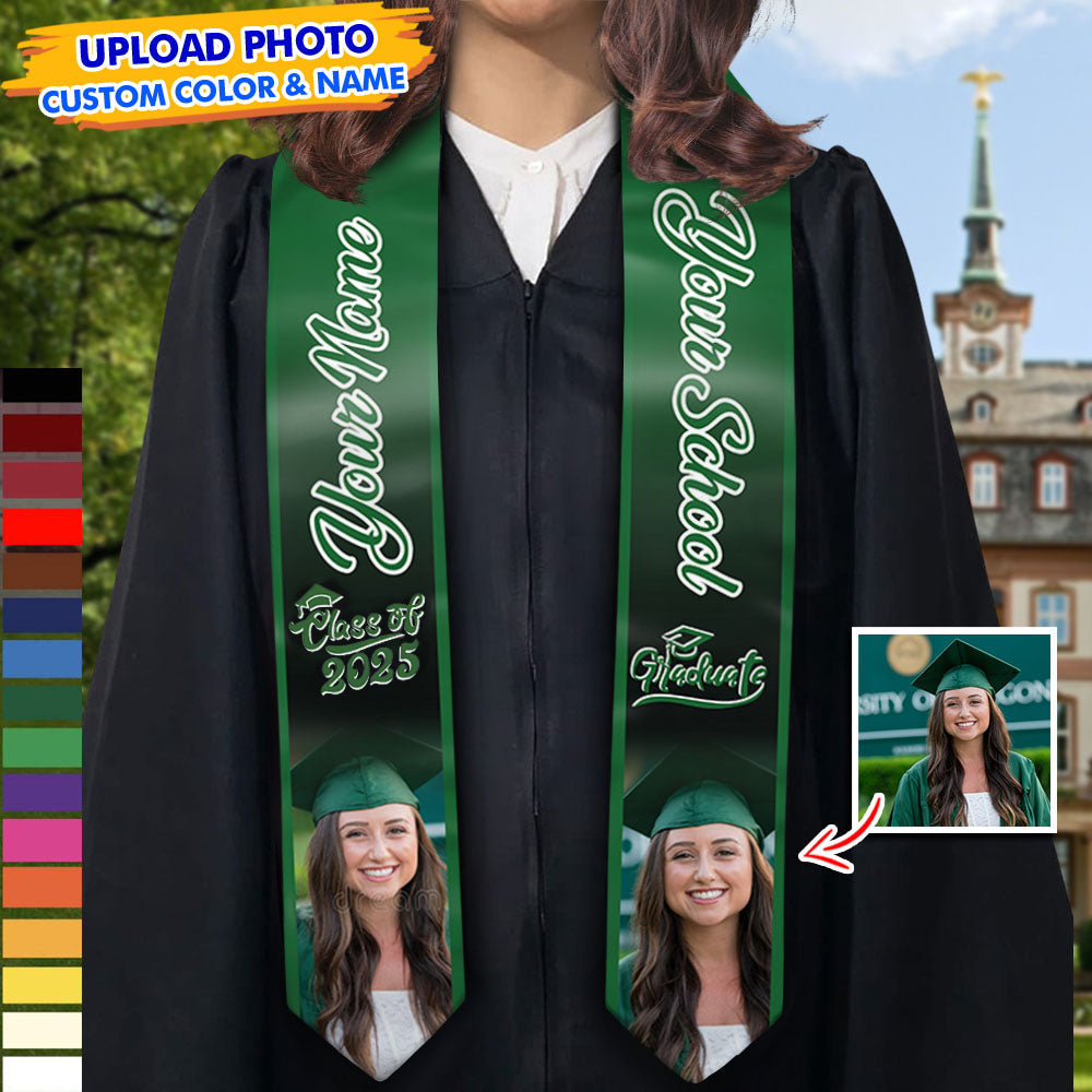 Personalized 2 Photos Mixed Colors Class of 2024 Photo Stoles/ Sash, Graduation Gift FC