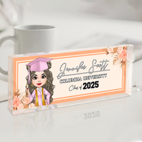 Thumbnail for Personalized Acrylic Name Plate For Desk - Gift For 2025 Senior - Proud Graduation Floral Keepsake Gift FC