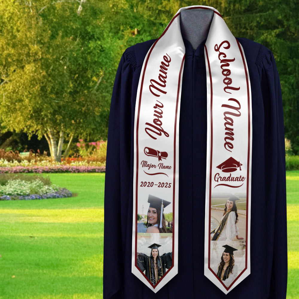 Custom Graduation Stoles/Sash with 4 Images, Special Graduation Gift FC