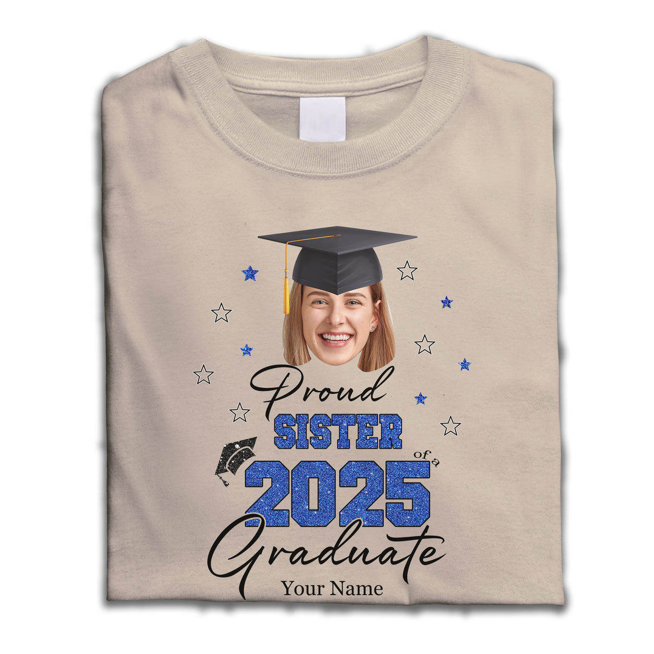 Custom Portrait Photo Proud Family Of 2025 Photo Graduation White Shirts, Graduation Gift