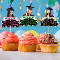 Thumbnail for Custom Face With Name 2025 Photo Graduation Cupcake Toppers, Graduation Party Decorations FC