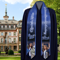 Thumbnail for Personalized 2 Photos Mixed Colors Class of 2024 Photo Stoles/ Sash, Graduation Gift FC
