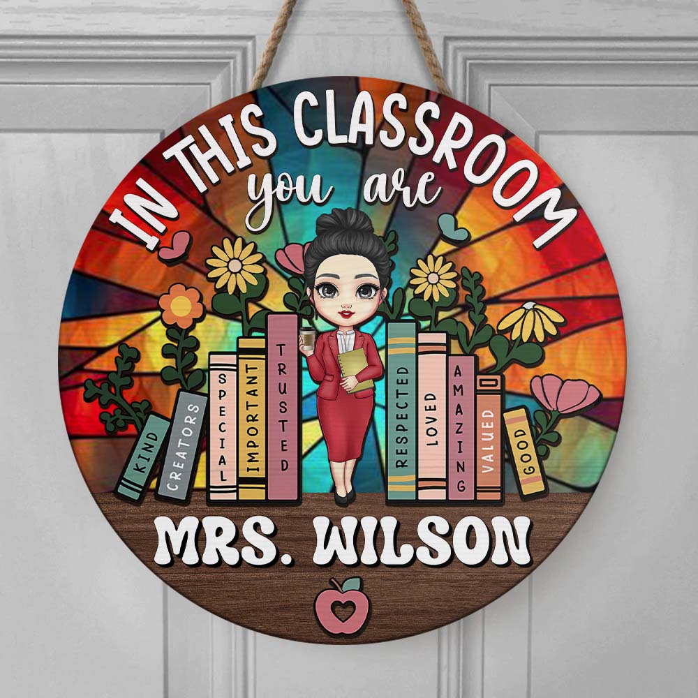 Personalized In This Classroom Stained Glass Welcome  Sign - Back To School FC