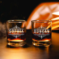 Thumbnail for Personalized Etched Elegant Name Whiskey Glasses - Gifts For Father's Day FC