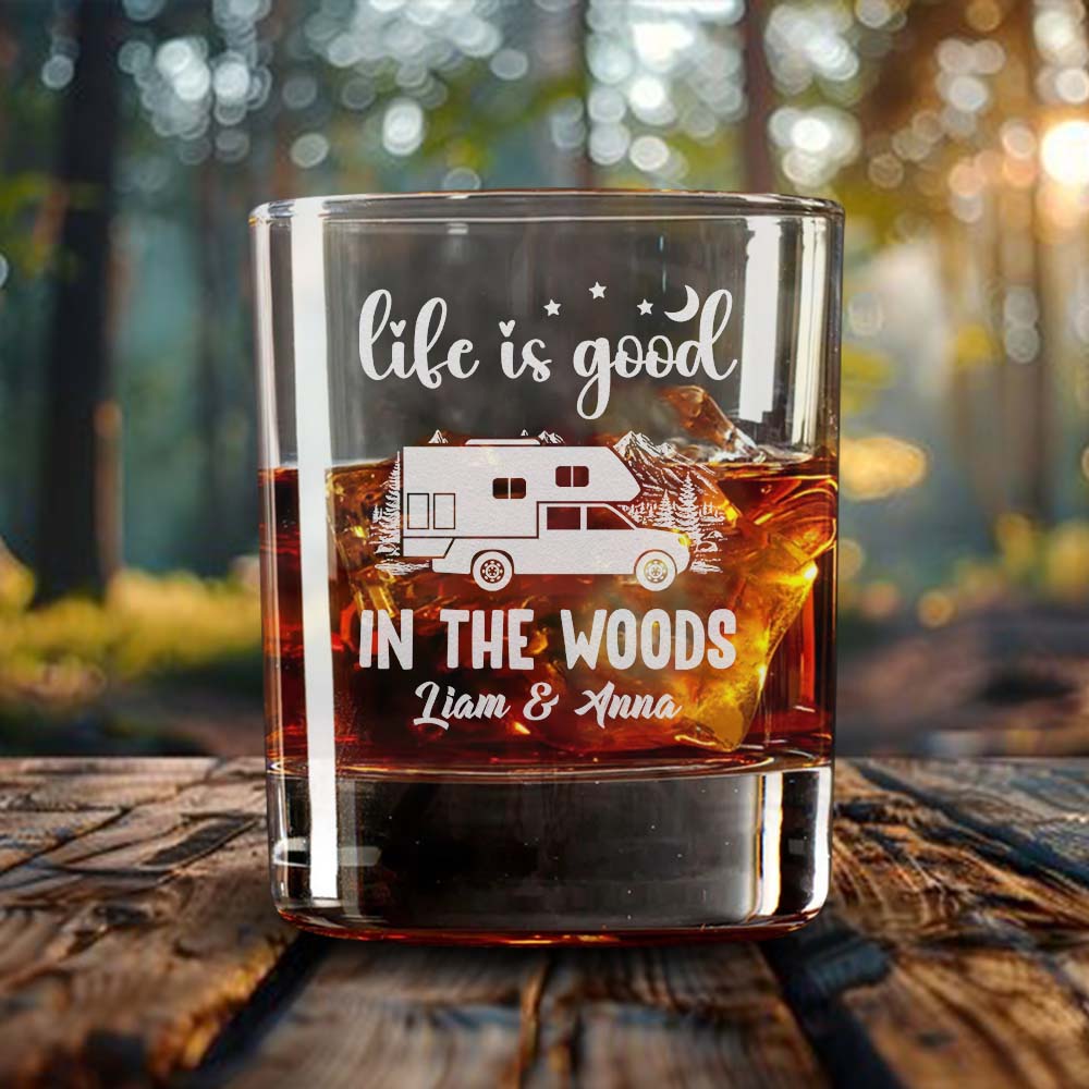 Personalized RV Welcome To Our Campsite Whiskey Glasses - Gifts For Camping Lovers FC