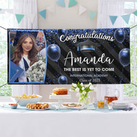 Thumbnail for Custom Photo Congratulations Black & Gold Graduation Banner, Graduation Decorations FC