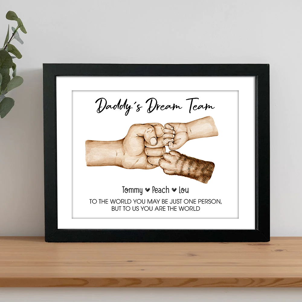 Personalised Fist Bump Daddy's Team Photo Frame, Fathers Day Gift For Father, Grandfather AA