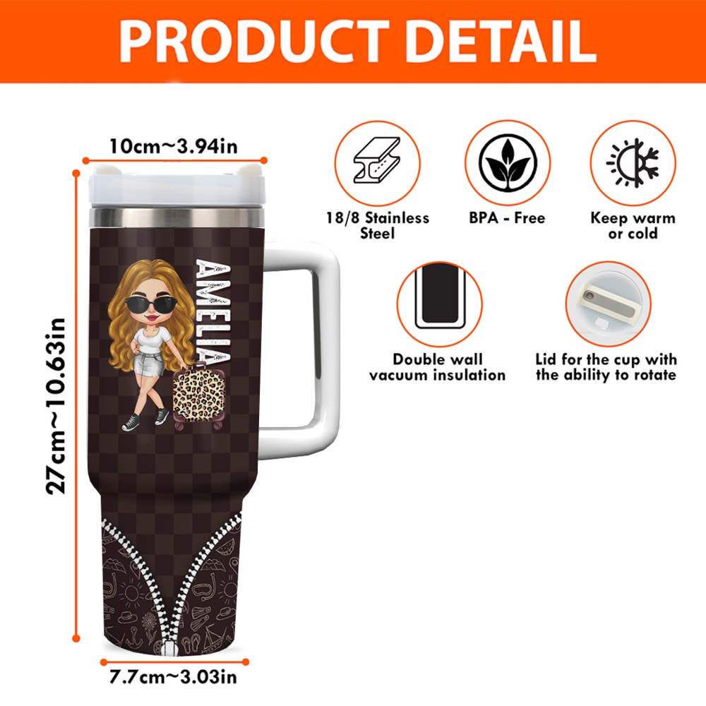 Personalized Just A Girl Who Loves Traveling 40oz Tumbler - Travel Gift For Woman FC