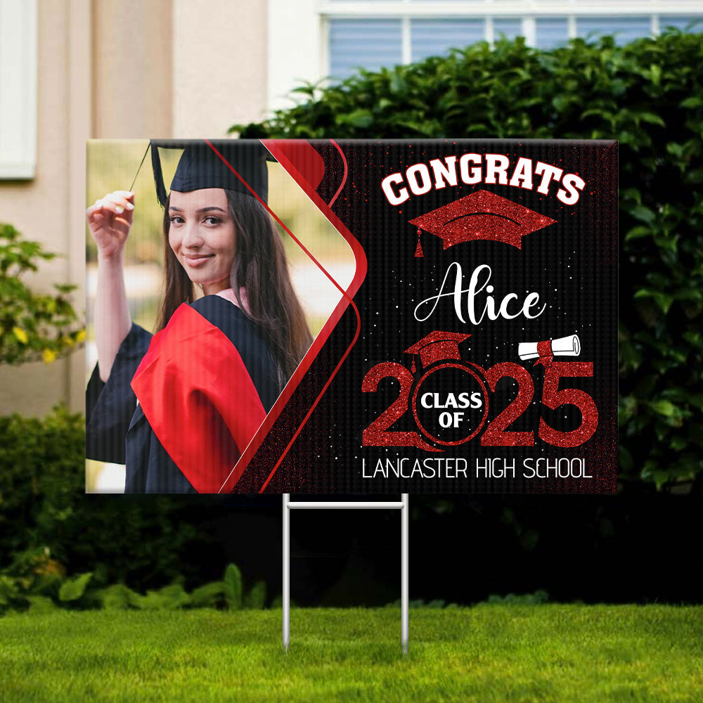 Personalized Yard Sign With Stake - Graduation Gift - Congrats Class Of 2024 Graduate FC