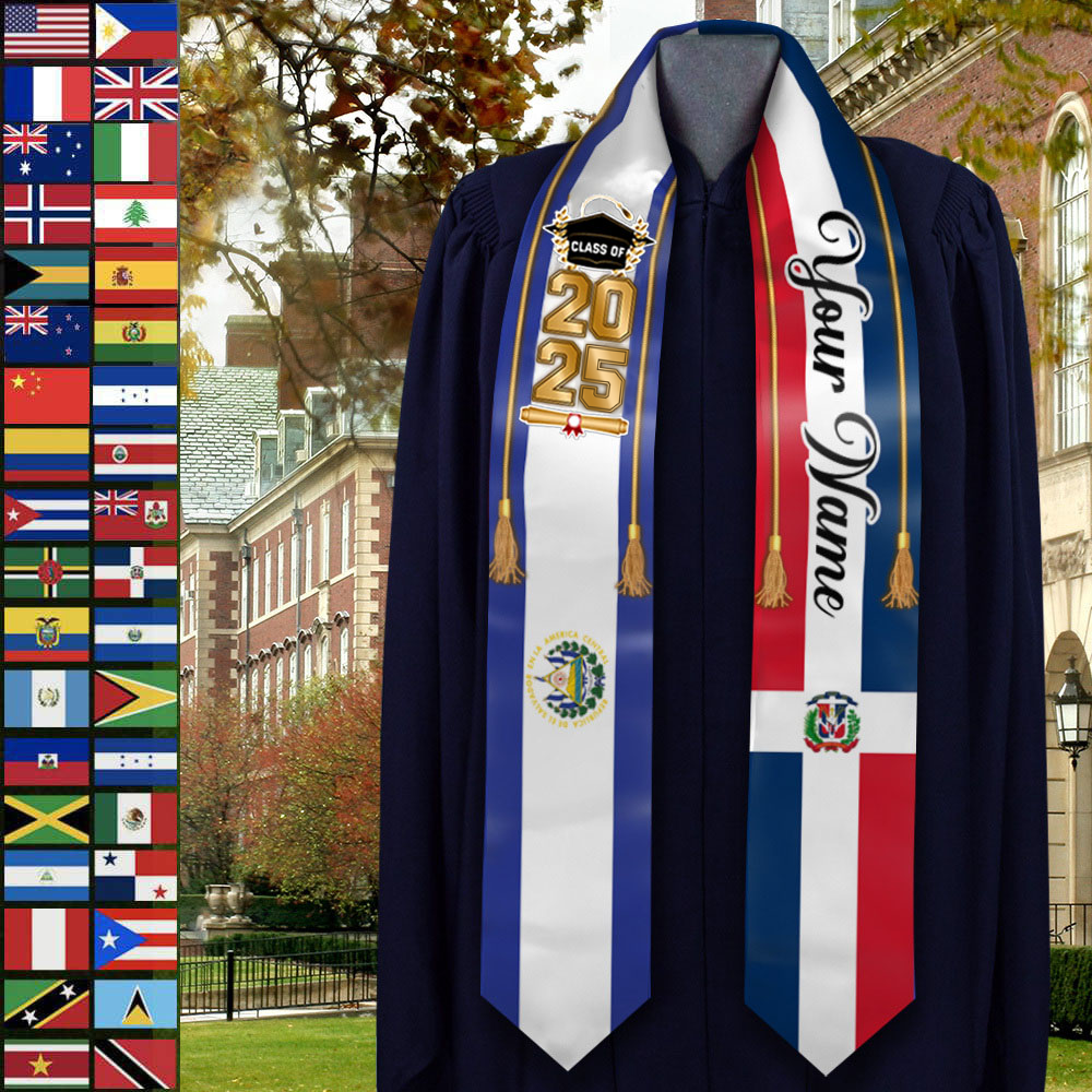 Custom 58 Countries With Photo Class Of 2025 Stole/Sash, Graduation Gift FC