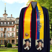 Thumbnail for Custom Graduation Stoles/Sash with Flags of Two Countries - Special Graduation Gift FC