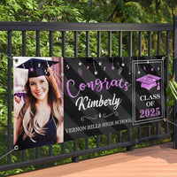 Thumbnail for Custom Graduation 2024 Banner with Glitter Photo - Graduation Gift FC