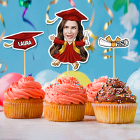 Thumbnail for Custom Set Of 3 Designs Face Cupcake Toppers, Graduation Party Decorations FC